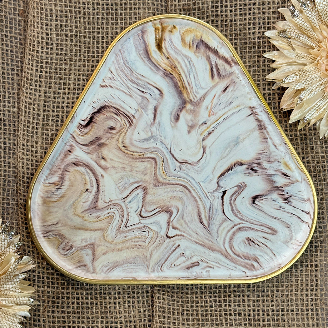 Triangle Marbled Tray - Brown